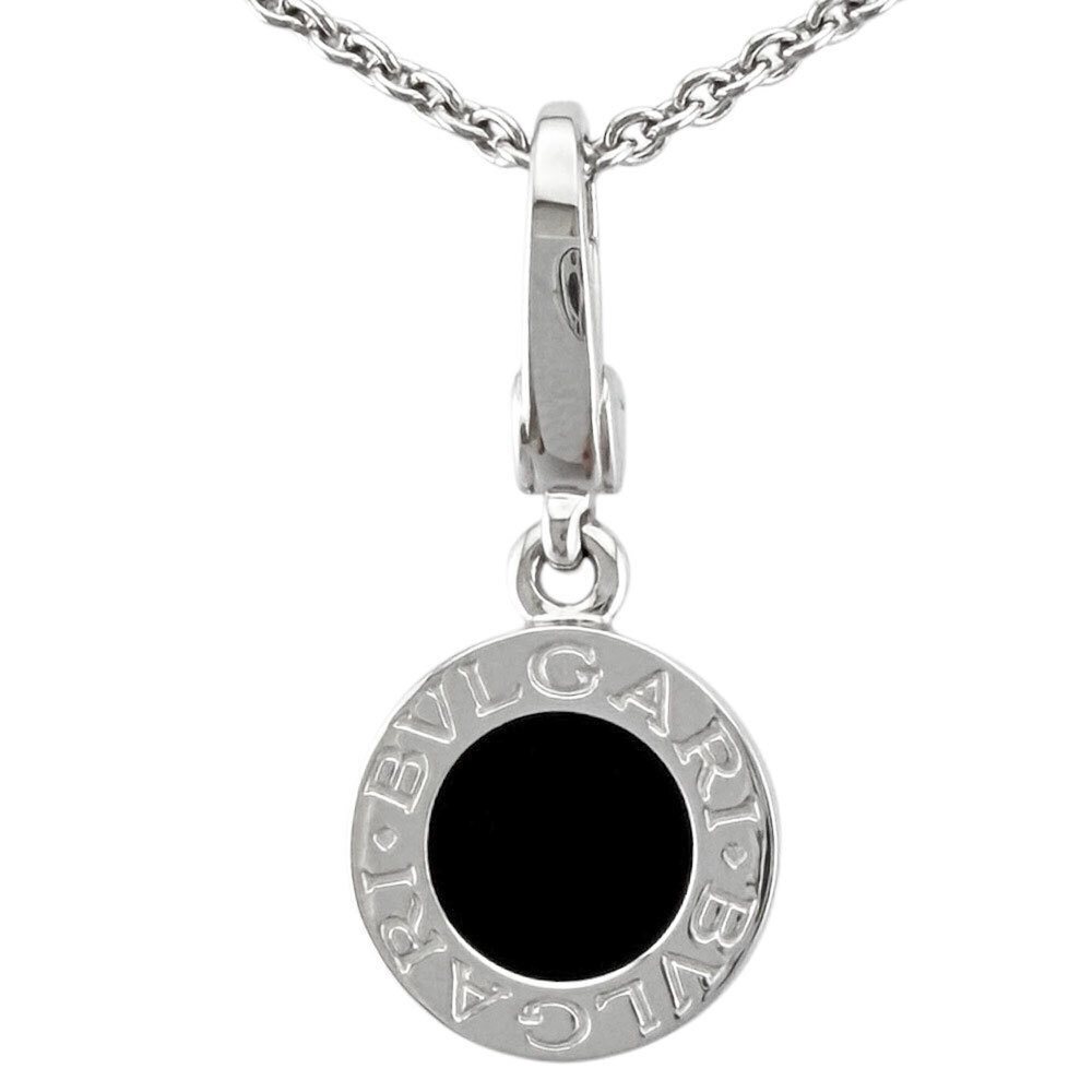 Bulgari Necklace, 18K White Gold, Onyx, Women's, BVLGARI, Pre-owned